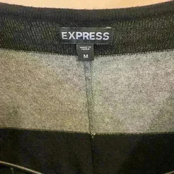 Express Black and Gray Striped Sweater Dress - Picture 2 of 4